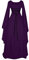 Generisch Damen Maxikleid Halloween Party Must Have Kleid Vintage Langarm Elegant Mittelalter Retro Trompetenärmel Gothic Ballkleider Cosplay Renaissance Karneval Bodenlang Kostüm (A04 Purple,M)