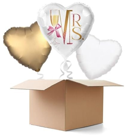 NEU Ballongrüße Sektglas Mrs., 3 Ballons