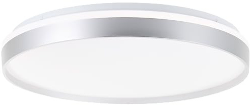 Lightbox Basic LED Wand- & Deckenlampe mit silberfarbenen Rahmen & CCT & | Basic LED Wand- & Deckenlampe mit silberfarbenen Rahmen & CCT & Fernbedienung | Ø 48 cm | dimmbare Deckenleuchte als