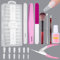 Acrylic Nail Tips Set, Fake Nails Tips Long T Shape 240PCS Nail Tips for Acrylic Extensions, Fake Nails with Nail Glue Nail Files Nail Buffer Blocks Nail Brush Nail Clipper, Acrylic Clear False Nails