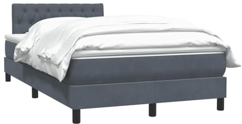 vidaXL Boxspringbett mit Matratze Dunkelgrau 120x220 cm Samt