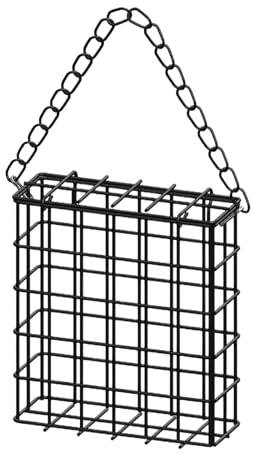 Vogelkäfig-Futterstation, Wildvogel-Meisenfett-Futterstation, hängender Garten-Einzeltalg-Blockhalter, sicher und stilvoll, einfach nachzufüllen, 13 x 13 x 4,5 cm, grün für Wildvögel