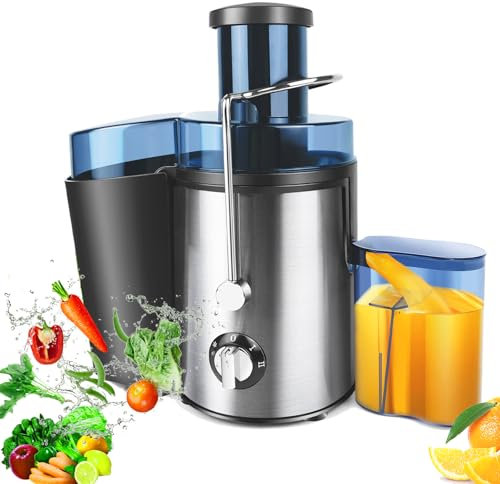 Juicer, 400W Juicer Machines with Anti-drip and Anti-slip Function, Whole Fruit and Vegetable with 65MM Wide Feed Chute, 3 Speeds Setting, Easy to Clean [Energy Class A+++]