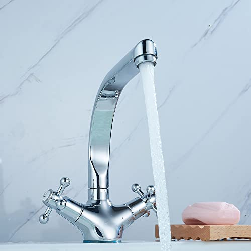 Wasserhahn Waschtisch-Zweigriffarmatur, Wasserhahn Bad Mit Wasserhahn Griff, Retro Waschbeckenarmatur, Waschtisch Armatur Wasserhahn Für Bad, 3/8 Zoll