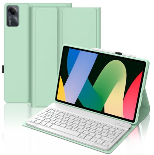 WAVATA Clavier pour Redmi Pad SE 2023 11, Étui Clavier pour Xiaomi Redmi Pad SE 2023 Magnétique Détachable AZERTY Layout Français Bluetooth, Vert Clair