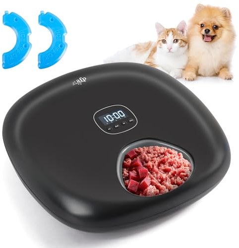 All for Paws Automatischer Katzenfutterautomat Kabellos – für Nass &Trockenfutter mit 2 Kühlakkus, Futterspender für 6 Mahlzeiten mit Programmierbarer Zeitschaltuhr, Niedrige-Batterie-Anzeige, USB