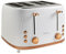 Honeycomb White Rose Gold Toaster - 4 Slice Toaster - 2 Removable Crumb Tray - High Lift Eject - 2 Sets Of Illuminating Reheat/defrost/Cancel Buttons - 2 Removable Crumb Tray - 2 Operating Levers