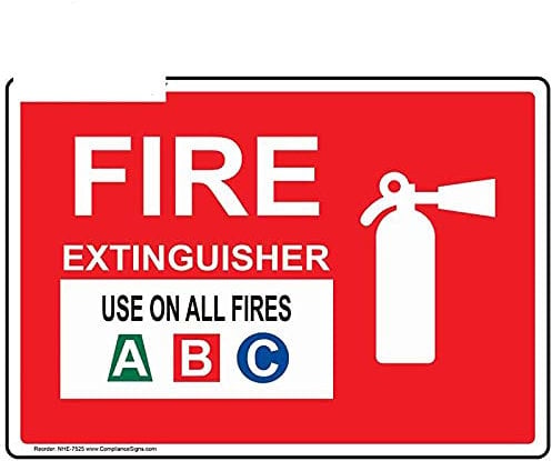 13 cm x 9,1 cm für den Einsatz mit Feuerlöschern bei allen Bränden ABC-Schild
