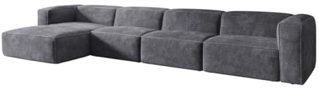 Luxusbetten24 Designer Sofa Comfy L Maxi in Cord Grau Links