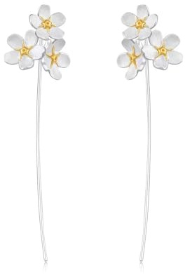 Ohrringe Silber 925 Damen Blumen Ohringe Nickelfreie Stilvoller Elegante 60mm Lang Ohrhänger