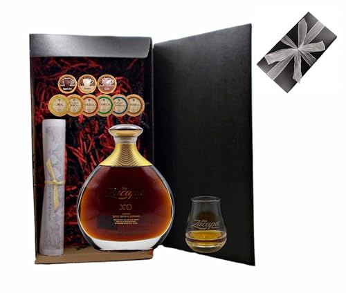 Geschenk Zacapa Ron Centenario XO Solera Rum + 1 Original Glas + 9 Edelschokoladen in 9 Geschmacksvariationen