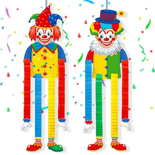 May Huang Clown Deko Karneval, 2 Stück Clown Banner Fasching Deko, Clown Deko Hängend Tür Wand, Faschingsdeko, Zirkus Dekoration für Karneval, Zirkus Deko und Geburststagsparty