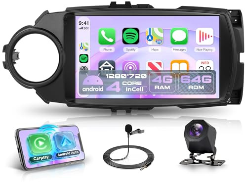 4G+64G Android Autoradio per Toyota Yaris Grmn 2012-2017 9 Pollici Incell Touchscreen Radio Wireless Carplay Android Auto GPS Navi WiFi Canbus Mirror Link Bluetooth FM/RDS EQ/SWC Telecamera Posteriore