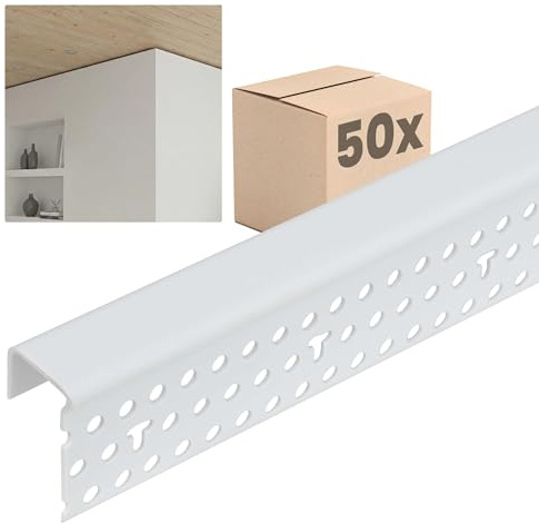 PROTEKTOR 50x Einfassprofil 305cm Weiß | Trockenbau, Kantenschutz, Göppinger Profil 3787, Kunststoff, 12, 5mm Gipskartonplatten, Rigipsplatten