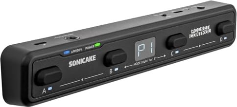 SONICAKE Wireless MIDI Foot Controller 4 Taster mit App-Steuerung | BT Fußschalter Pocket Control (Schwarz)