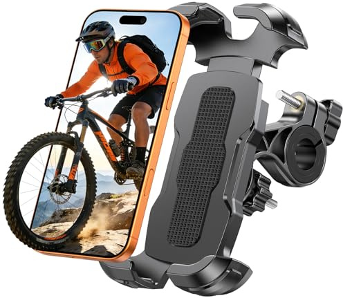 Glangeh Support Telephone Velo Moto [Serrage Blindé Anti-Chute], 1S Verrouillage Rapide & 360° Rotation, Porte Telephone Velo Guidon Universel pour Trotinette Electrique/VTT, 4,7-6,9 Smartphones