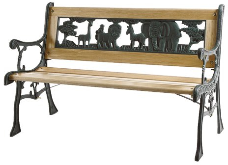 Siena Garden Kinderbank Kindergussbank, 41x84x52,5cm, Gestell: Eisen, lackiert in antik-grün, Fläche: Hartholz in natur