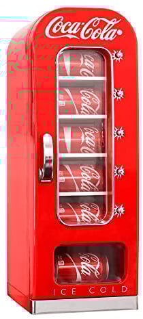Coca Cola Mini Fridge - Refrigerator for Bedroom Skincare Office, Portable Table Top Beverage Cooler, 12V 220V Refrigerador For Drinks, Soda, Wines, Use In Car, Dorm, Outdoor, 10 Can