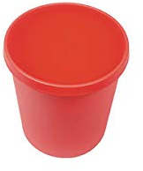 helit Kunststoff-Papierkorb - Inhalt 18 l, Höhe 320 mm, VE 6 Stk - rot, VE 6 Stk