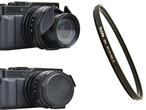 Spezial Automatik Objektivdeckel mit HAIDA Slim Pro II MC UV Filter für Panasonic Lumix DMC LX100 und Leica L109 - Bitte Hinweis beachten-