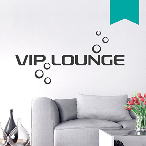 WANDKINGS Wandtattoo - VIP LOUNGE mit 6 Retrokreisen - 170 x 85 cm - Türkis - Wähle aus 5 Größen & 35 Farben