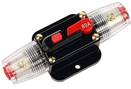 Latinaric 12V-24V DC Interruptor de Ajuste Manual En Línea de Circuito Automático Interruptor Fusible, 20A/30A/40A/50A/60A/80A/100A/150A