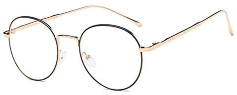 DAUCO Unisex Blaulichtfilter Brille Computerbrille Retro Sixties Style Runde Metall Brillen Damen Herren