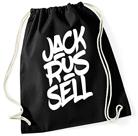 siviwonder Turnbeutel - JACK RUSSELL TERRIER Jackie Jacky Rusell - FONT Schrift Baumwoll Tasche Beutel schwarz