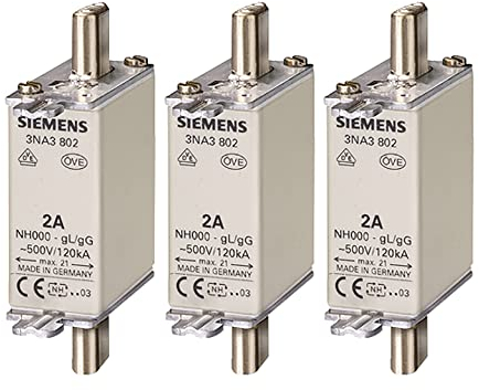 SIEMENS - x3 Stück NH-Sicherungseinsatz, NH000 35 A Stirnkennmelder