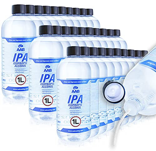 AABCOOLING IPA 1L - 30 Stück Satz - Nagellackentferner, Universelles Brennspiritus, Fetten, Ölen Reiner Alkohol, Isopropanol in Einer Großen Flasche, Sehr Effizient Entferner