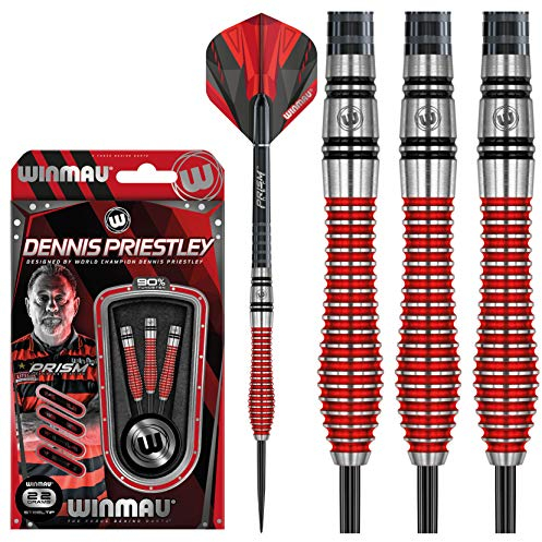 WINMAU Dennis Priestley Sonderedition 22g Profi Wolfram Steeltip Dartpfeile Set mit Flights und Schäfte