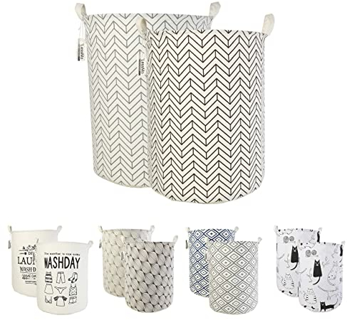 LessMo 2PCS Faltbarer 17,7 Wäschekorb - 2er Set - Weiß - Kapazität 40L - Zeit sparen beim Sortieren - Für Wohnzimmer & Camping
