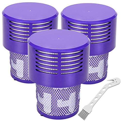 LhhTing Filtri di ricambio V10 per Dyson V10 Cyclone Series, V10 Absolute, V10 Animal, V10 Total Clean, SV12, ricambio n. 969082-01, confezione da 3 filtri e 1 spazzola pulita