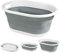 Crystals Collapsible Plastic Laundry Basket - Foldable Pop-Up Storage Container/Organizer - Portable Washing Tub - Space Saving Oval Basket Durable with Easy-Carry Handles, Hamper (Grey)