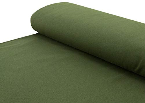 Baumwoll - Sweat Stoff kuschelweich Alpenfleece einfarbig moosgrün - Meterware ab 25 cm x 150 cm - Stoff zum Nähen