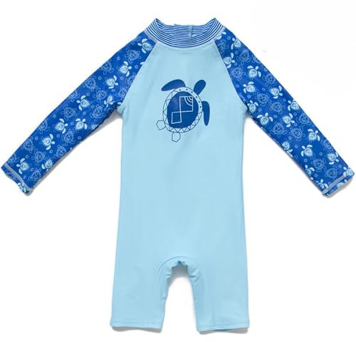 BONVERANO Traje baño bebé protección Solar UPF 50+ Cierre Cremallera (Azul 2, 3-6 Meses)