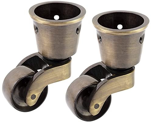 2PCS Solid Brass Castor Furniture Casters Wheel Antique Cup for Sofa Armchair