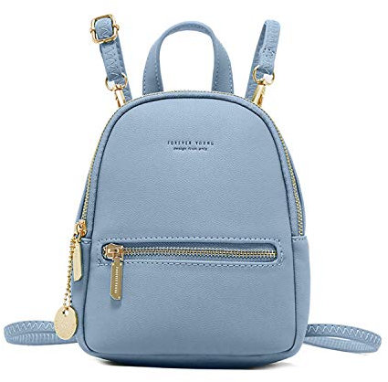 FANDARE Rucksäcke Damen Umhängetasche Klein Schulrucksack Elegant Handtasche Casual Daypacks Mädchen Reise Wandern Schulranzen Wasserdicht PU Leder Blau