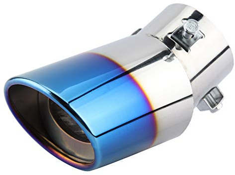 Tubo De Escape Punta, Brillante Acero Inoxidable Cromo Cola Coche Trasero Silenciador Curvo Cromado Azul End Trim Car Tip Final Universal Reemplazo Automotriz La Garganta Para Automóvil Auto Styling