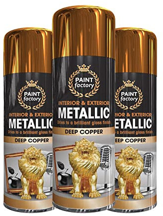 Classic Signature - 3 x Metallic Deep Copper Spray Paint 400ml Multi-Purpose Use, Spray for Metal and Wooden Furniture, Ornaments, Decorative Items and Much More for Interior & Exterior