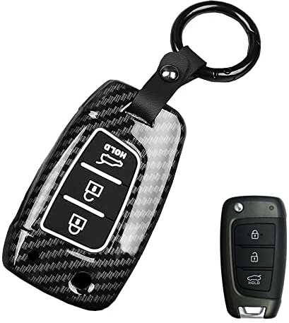 ontto Klapp Autoschlüssel Hülle Cover Passt für Hyundai Solaris Elantra i30 i30n i35 i40 Tucson Kona Genesis Santa Fe Schlüsselanhänger ABS Schutzhülle Schlüsselcover Schlüsselbox 3 Tasten-Schwarz