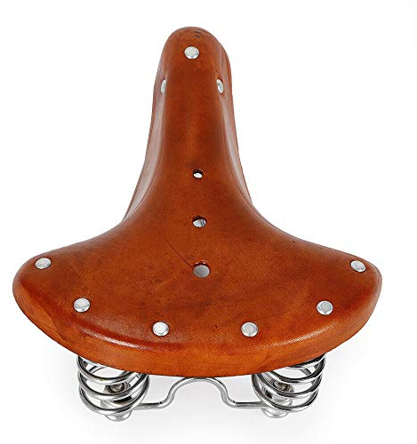 Vintage Fahrradsattel, Retro Braun Echtleder Fahrradsattel Fahrrad,Classic Retro Fahrradsitz Ledersattel Federsattel mit verbesserten 3 Federn Cityradsättel Sattel