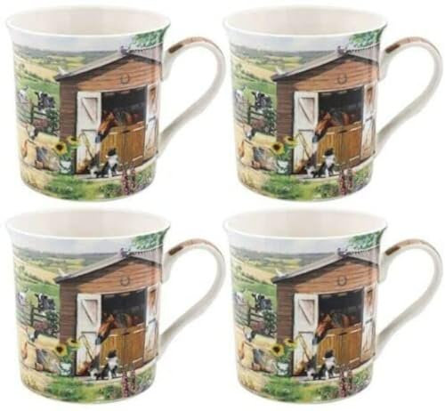 Lesser & Pavey Set of 4 China Mugs Farm House LP94755