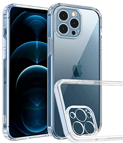 Unov Hülle Kompatibel mit iPhone 12 Pro Hülle Klar Bumper Schützend Vergilbungsfest Stoßfest Schmale Passform rutschfest 6,1 Zoll (Kristall Klar)