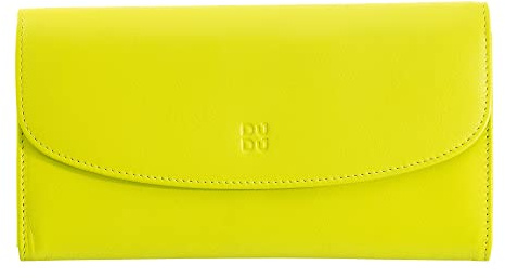 DUDU Große Damengeldbörse aus farbigem Leder, Kontinentale Brieftasche, Kreditkartenfächer, Münzgeldbörse mit Reißverschluss Lime