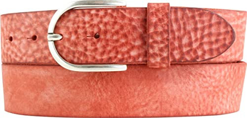 BELTINGER Damen-Gürtel aus weichem Vollrindleder Vintage-Look 4 cm | Jeans-Gürtel für Damen 40mm | Ledergürtel Used-Look | Rot 105cm