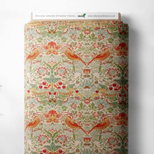 100 % Baumwolle, William Morris Erdbeerdieb, bedrucktes Design, Quilten, Handwerk, Kleid, hochwertiges Nähmaterial, 140 cm breit (Meterware, Rose)