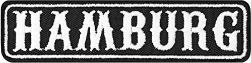 EXPRESS-STICKEREI Hamburg Biker Aufnäher Deutschland Motorrad Club Rankpatch | Applikation zum annähen/aufbügeln | 100x25mm Rechteckig Patch | 1 Stück