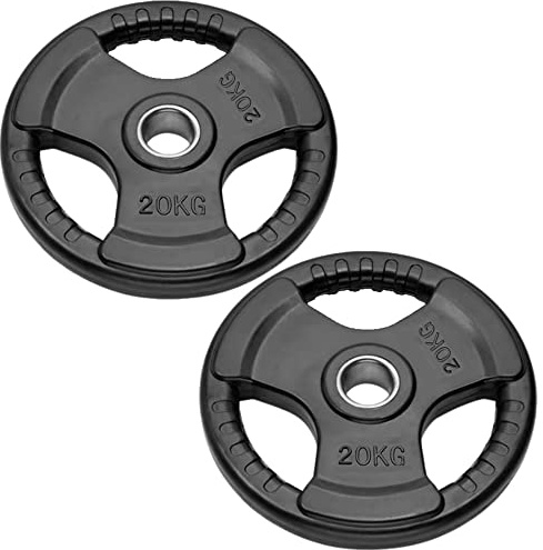 Paar Olympische Hantelscheiben für Langhanteln und Hanteln | Bumper Plates Bohrung 50 mm gummierte Gewichtsscheiben von 2,5 kg bis 20 kg