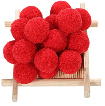 48 STK Bunte Groß Pompons zum Basteln, 40mm Pompons Bälle Kleine Bommeln Kugeln, Flauschigen Bunte Pom Pom Deko Pompom Plüschbälle Bastel Zubehör für Dekorieren Verzieren Nähen DIY Handwerk,Rot
